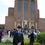 Owen outside Guildford cathedral