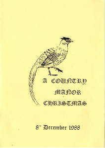 Teaching Restaurant Menu "A Country Manor Christmas"" 8 December 1988 (ref D1/1694/1)