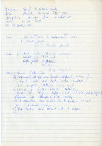 Handwritten function and menu notes for Staff Christmas Party December 21 1987  