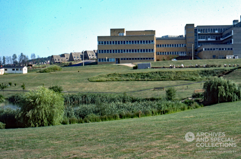 Photograph of Stag Hill campus, 1976.