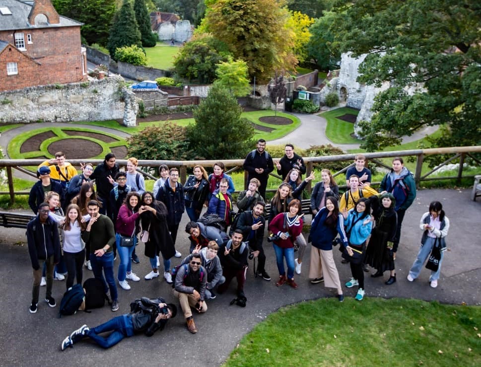 Image looking down on the Photosoc members, Guildford Castle