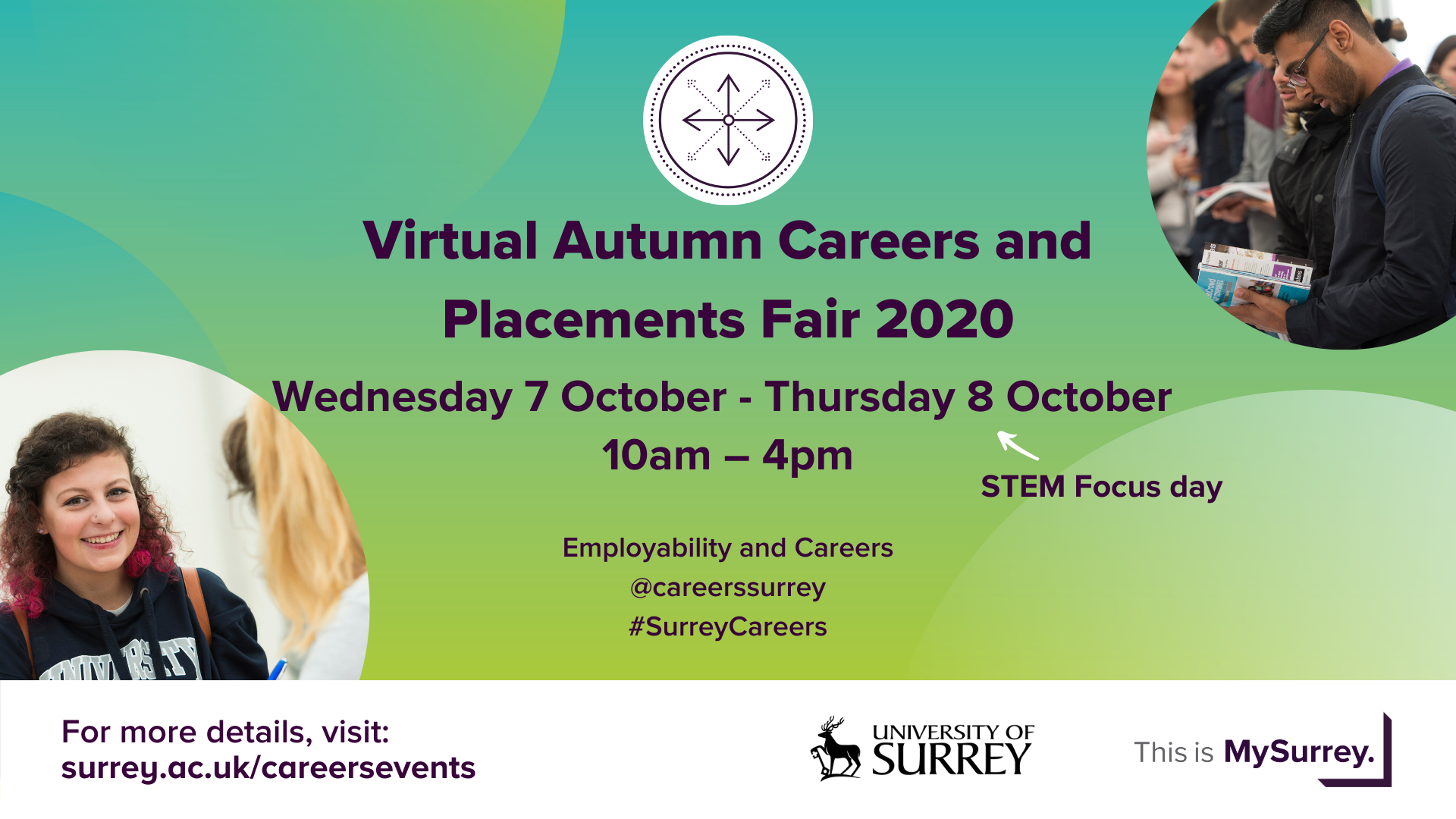 A poster for the Virtual Autumn Careers and Placements Fair on 7 and 8 October 2020