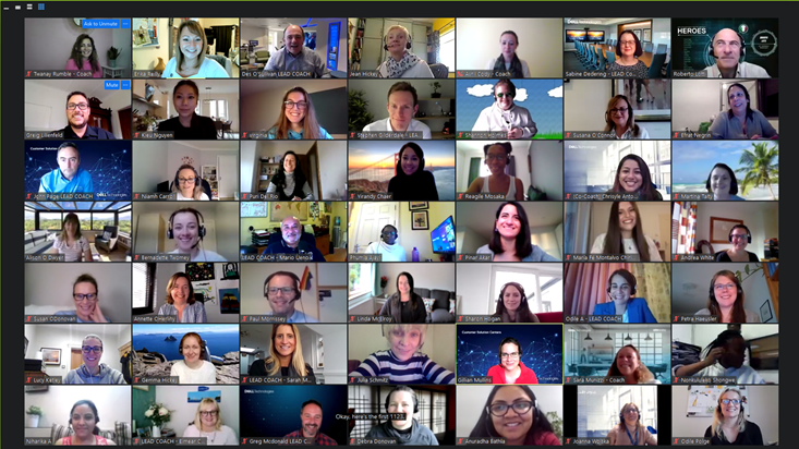 A zoom call with 49 participants showing