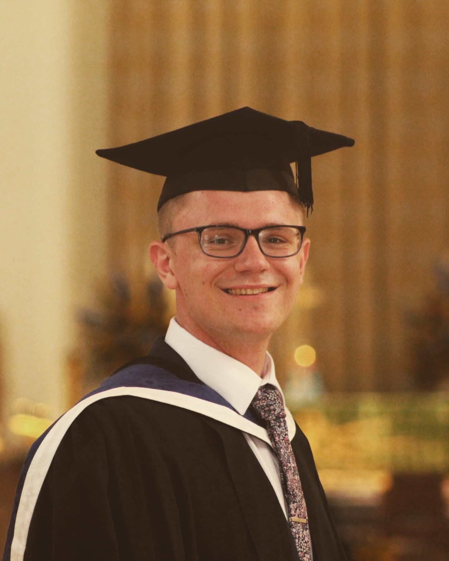 Ben Uden at his graduation from the University of Surrey. Ben won the faculty student of the year award for his placement at London Symphony Orchestra