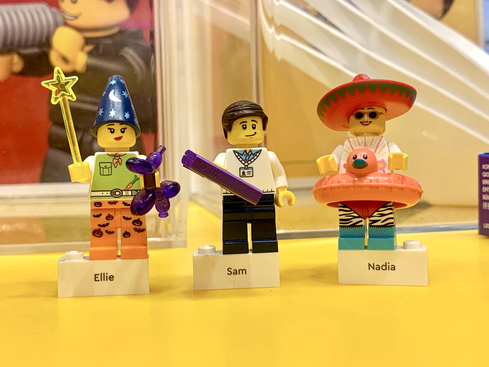 Lego mini figures of Ellie, Sam and Nadia