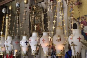 Lamps above the Stone of Unction