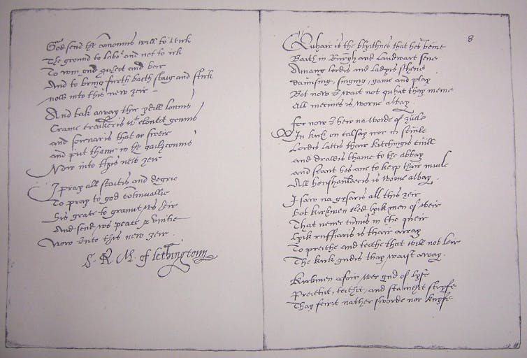 Two pages of the Maitland Quarto Manuscript transcribed by Marie Maitland.