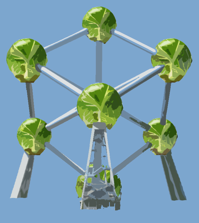 brussels sprout atomium blue background