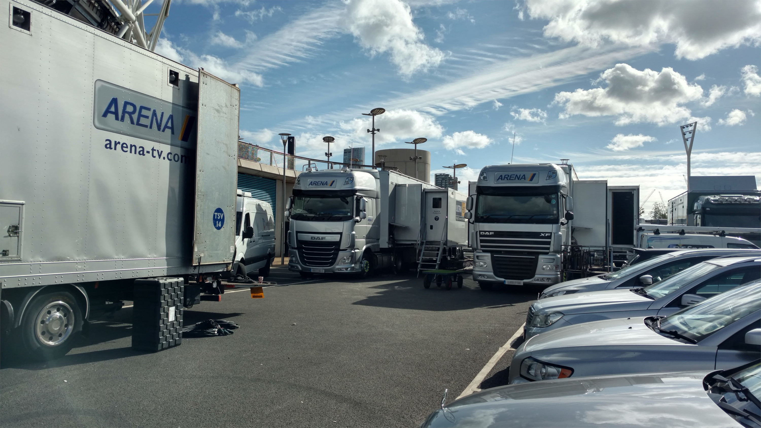 Selection of parked outside broadcast lorries