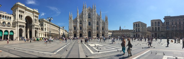 The Duomo Cathedral and main piazza in Milano 