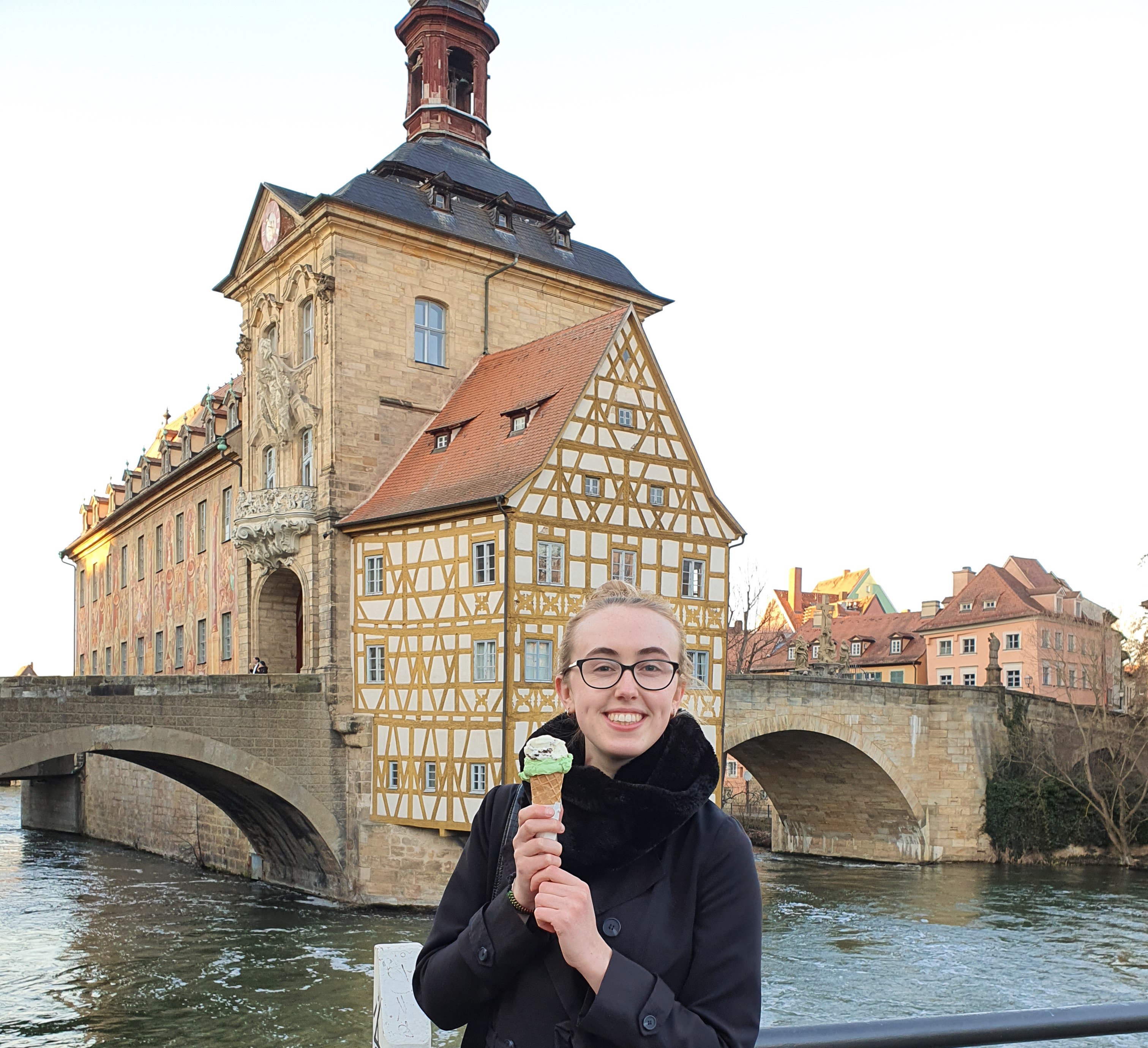 Image of me in front of Bamberg's Altes Rathaus