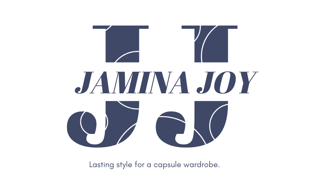 JAMINA JOY logo. Lasting style for a capsule wardrobe.