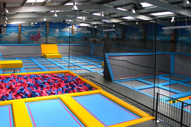 Airhop Guildford with 50 trampolines and foam pit pictured