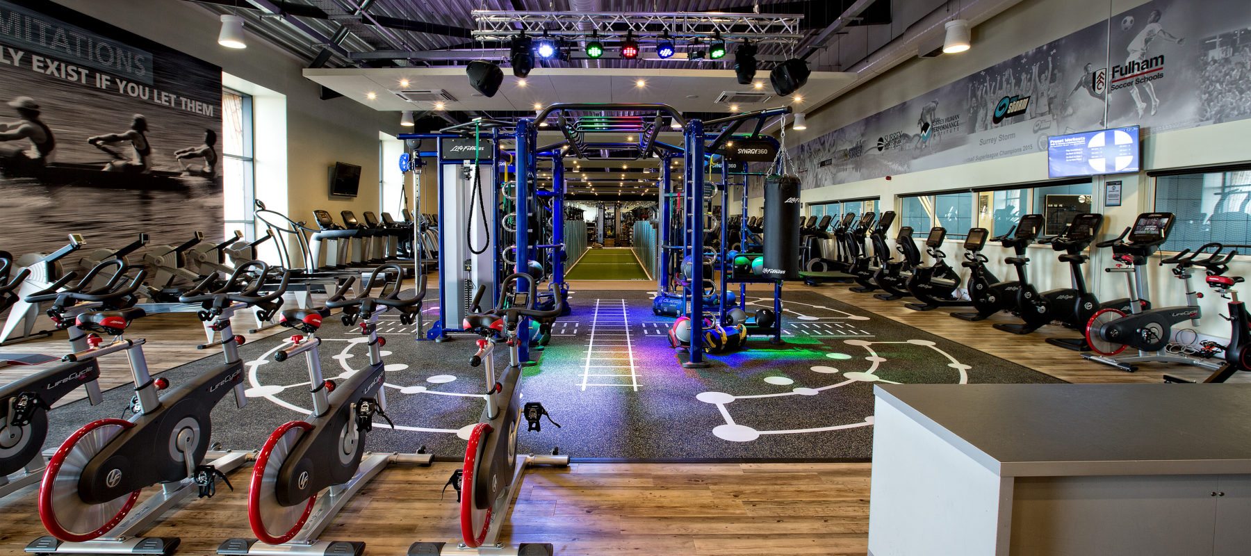 Gym at Surrey Sports Park with different exercise equipment pictured