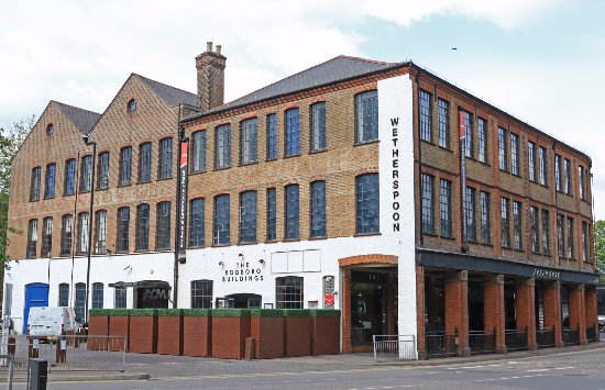 Rodboro buildings, Guildford Whetherspoons branch. Large building with 2 levels of seating and small outdoor area