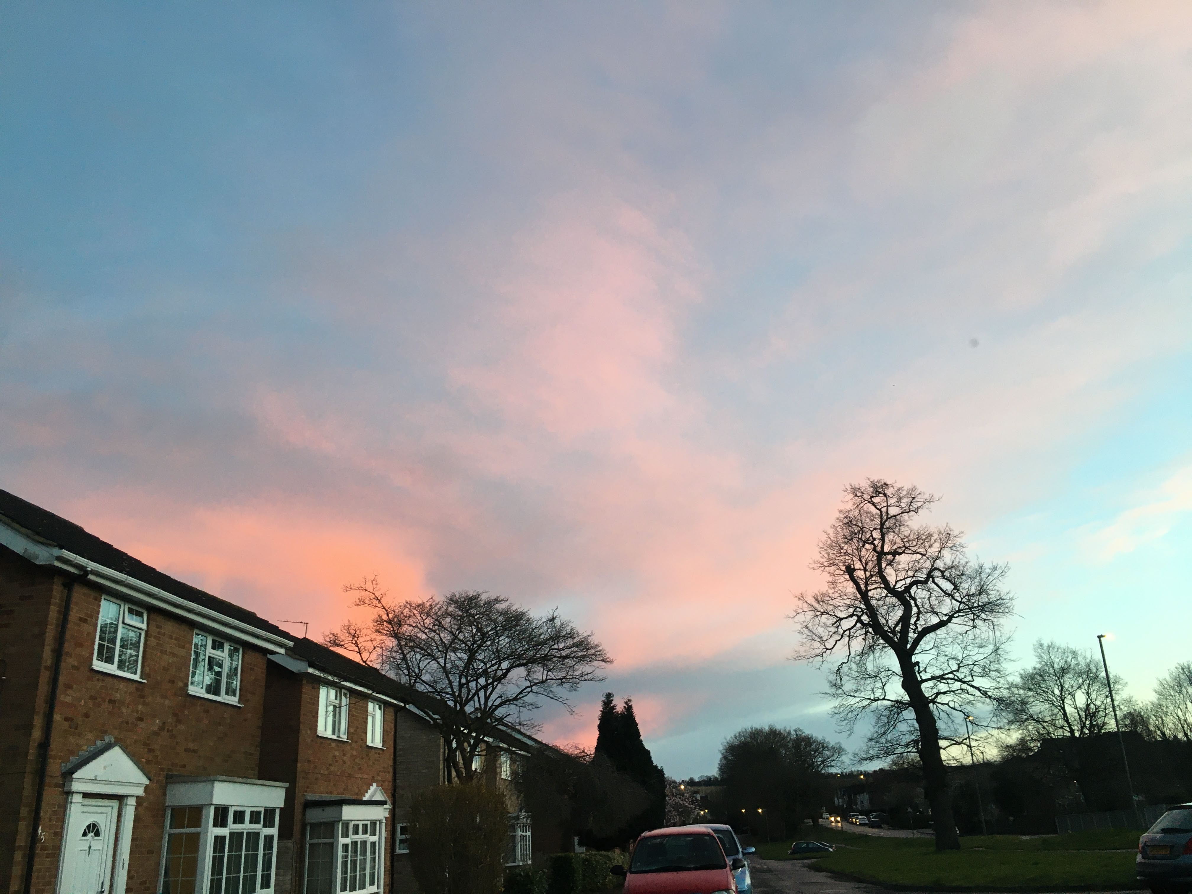 Pink sunet in residential area of Guildford 