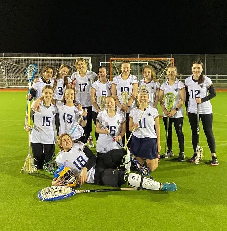 University of Surrey Lacrosse Womens 2 team smiling after a match